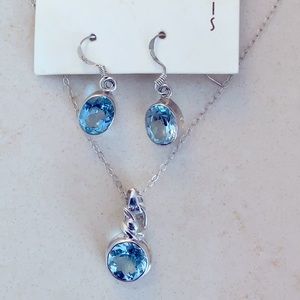NWT Sterling Earrings & Necklace with Blue gem - Something BLUE for a wedding!